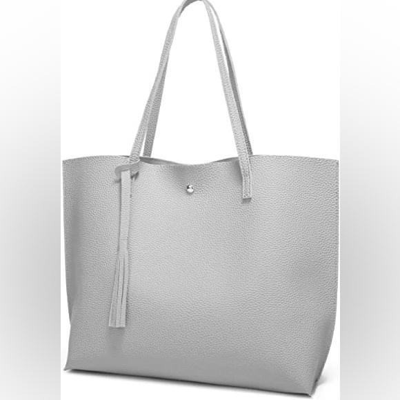 Handbags - GREY SOFT FAUX LEATHER TOTE SHOULDER BAG